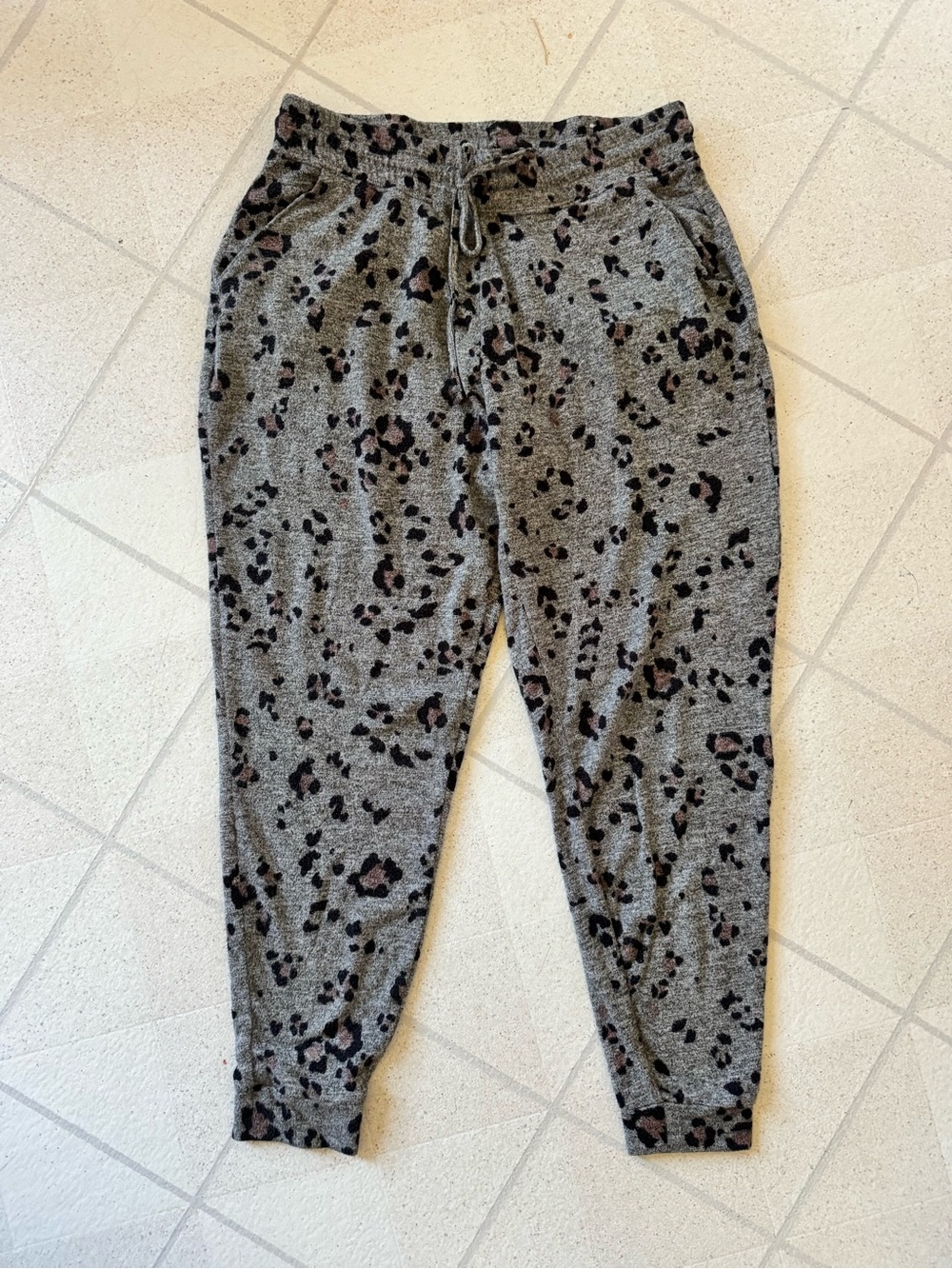 Maurices Gray Leopard-Print Joggers with Black & Brown Spots
